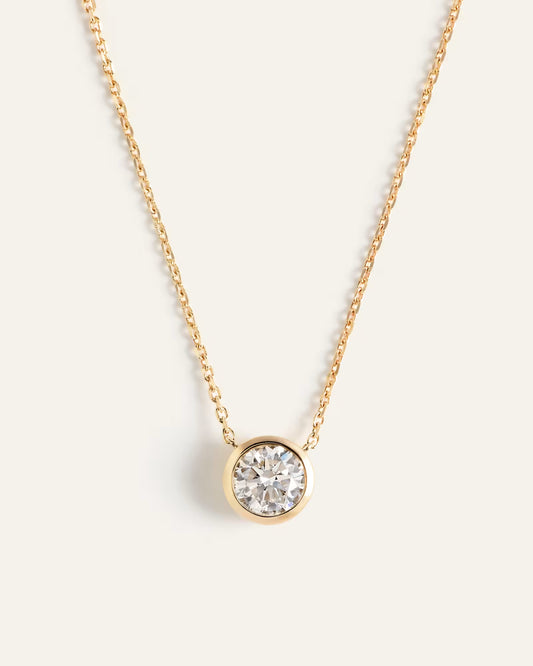 14K Gold Lab Grown Diamond Bezel Necklace - US 8668