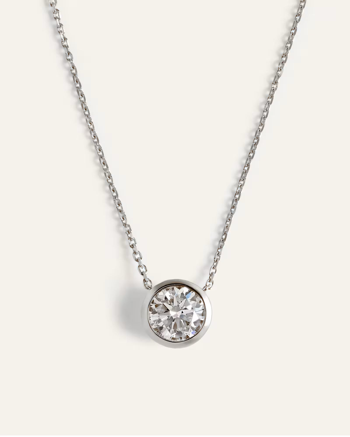 14K Gold Lab Grown Diamond Bezel Necklace - US 8161