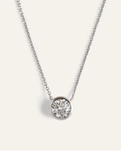 14K Gold Lab Grown Diamond Bezel Necklace - US 8161