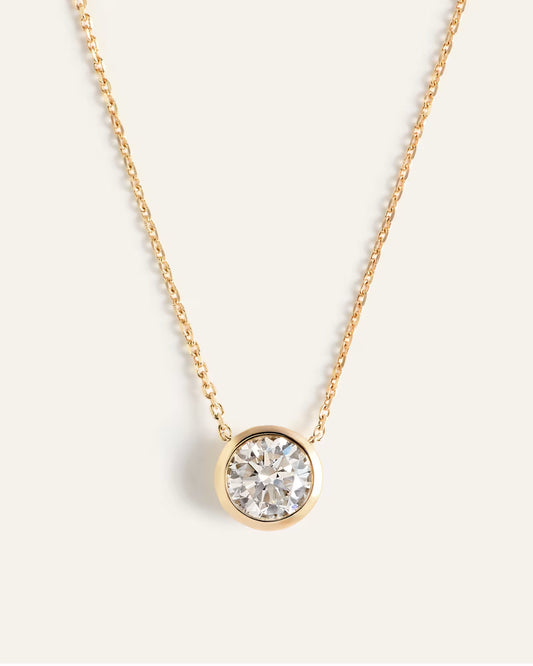 14K Gold Lab Grown Diamond Bezel Necklace - US 2963