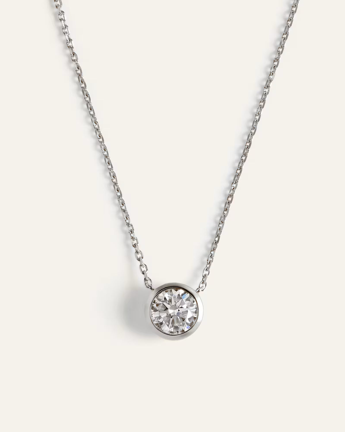 14K Gold Lab Grown Diamond Bezel Necklace - US 1734