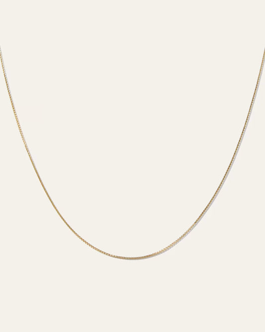 14K Gold Petite Box Chain Necklace - US 4017