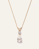 14K Gold Lab Grown Diamond Round & Pear Drop Necklace - US 4096