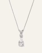 14K Gold Lab Grown Diamond Round & Pear Drop Necklace - US 6857