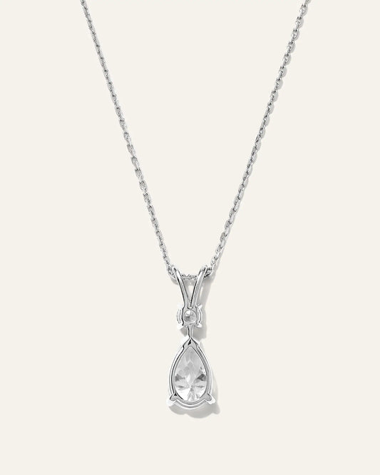 14K Gold Lab Grown Diamond Round & Pear Drop Necklace - US 6857