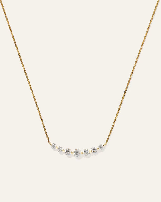 14K Gold Lab Grown Diamond Graduated Bar Necklace - US 1460