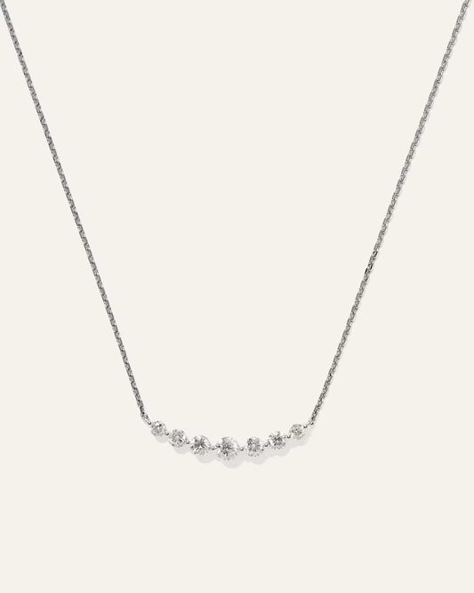 14K Gold Lab Grown Diamond Graduated Bar Necklace - US 0667