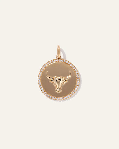 14K Gold Pave Zodiac Medallion Necklace - US 9806