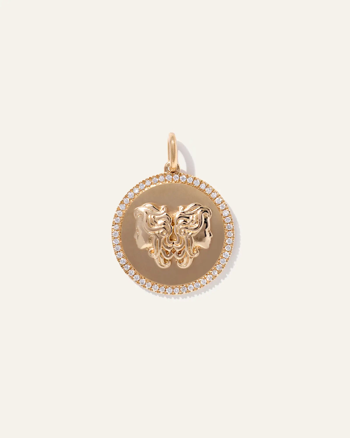 14K Gold Pave Zodiac Medallion Necklace - US 3704