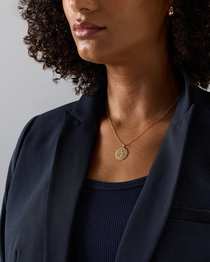 14K Gold Pave Zodiac Medallion Charm - US 6824