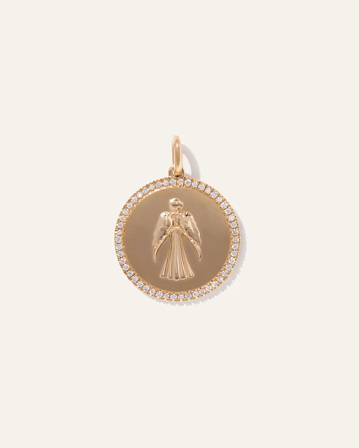 14K Gold Pave Zodiac Medallion Charm - US 6824