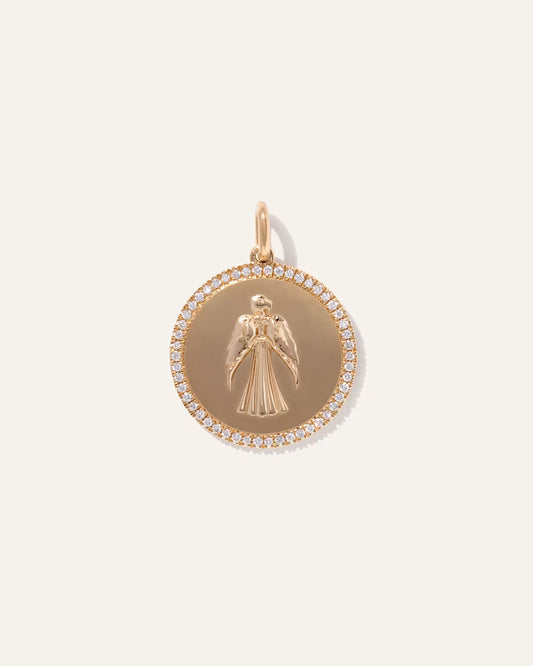 14K Gold Pave Zodiac Medallion Charm - US 6824