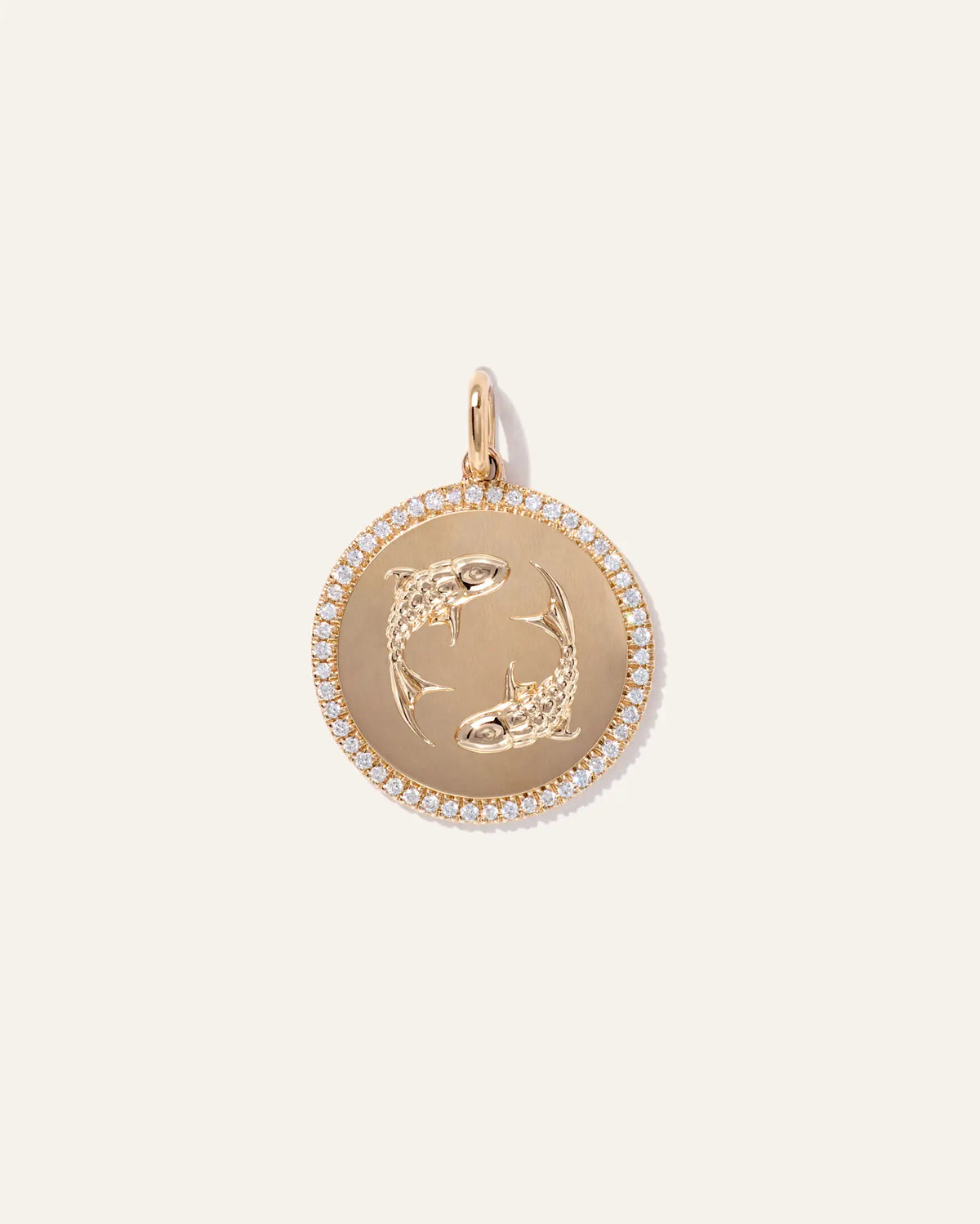 14K Gold Pave Zodiac Medallion Necklace - US 7658