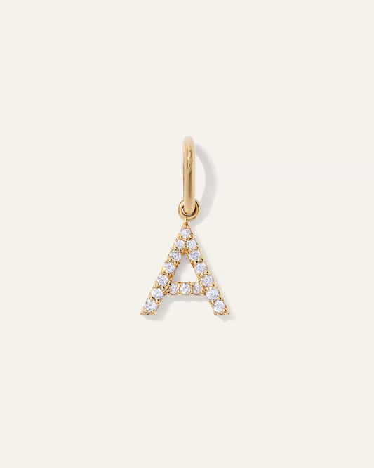 14K Gold Diamond Letter Charm - US 5169