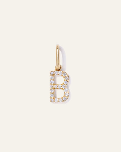 14K Gold Diamond Letter Charm - US 0817