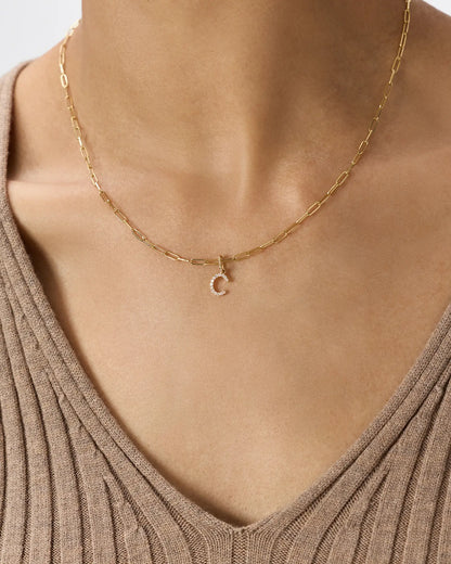 14K Gold Diamond Letter Charm - US 0817