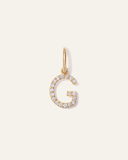 14K Gold Diamond Letter Charm - US 7919