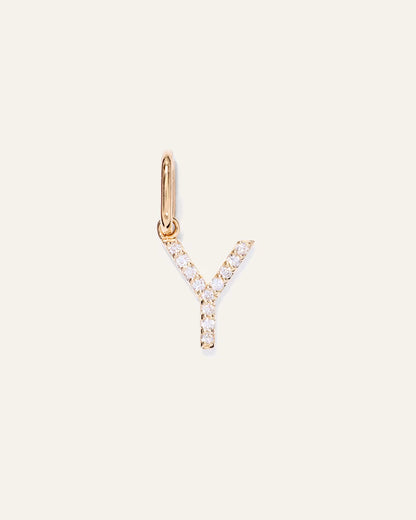 14K Gold Diamond Letter Charm - US 0399