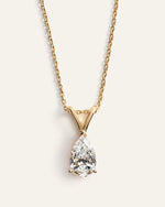14K Gold Lab Grown Diamond Pear Solitaire Necklace - 1ctw - US 8010