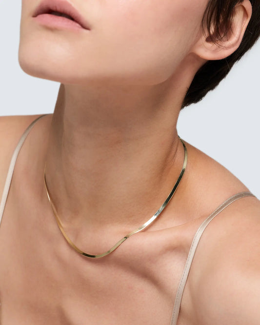 10K Gold Herringbone Chain Necklace - US 7909