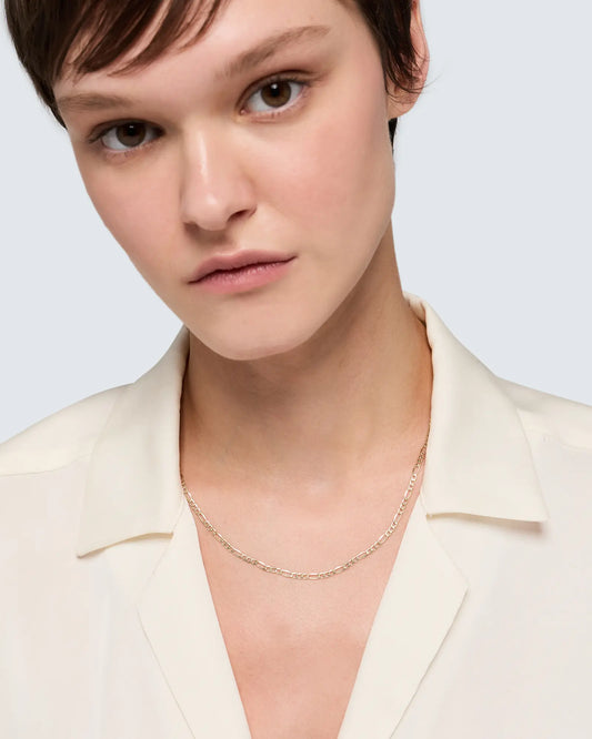 10K Gold Figaro Chain Necklace - US 3046