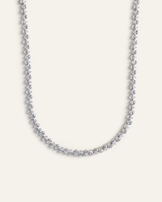 14K Gold Lab Grown Diamond Alternating Pear Tennis Necklace - US 3597