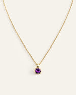 14K Gold Birthstone Solitaire Bezel Pendant - US 2733