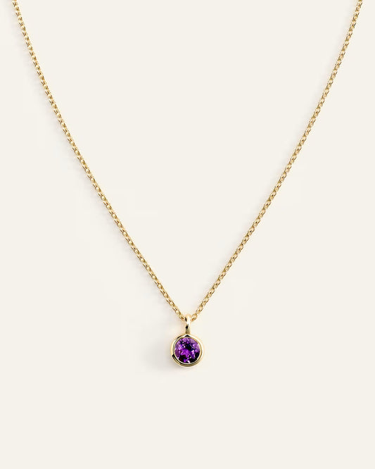 14K Gold Birthstone Solitaire Bezel Pendant - US 2733