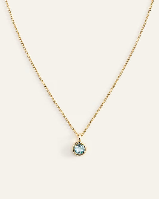 14K Gold Birthstone Solitaire Bezel Pendant - US 6675