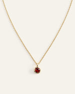 14K Gold Birthstone Solitaire Bezel Pendant - US 0638