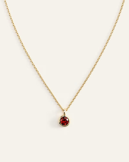 14K Gold Birthstone Solitaire Bezel Pendant - US 0638