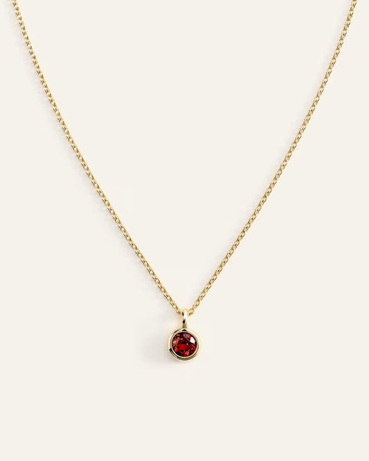 14K Gold Birthstone Solitaire Bezel Pendant - US 0638