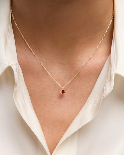 14K Gold Birthstone Solitaire Bezel Pendant - US 0638