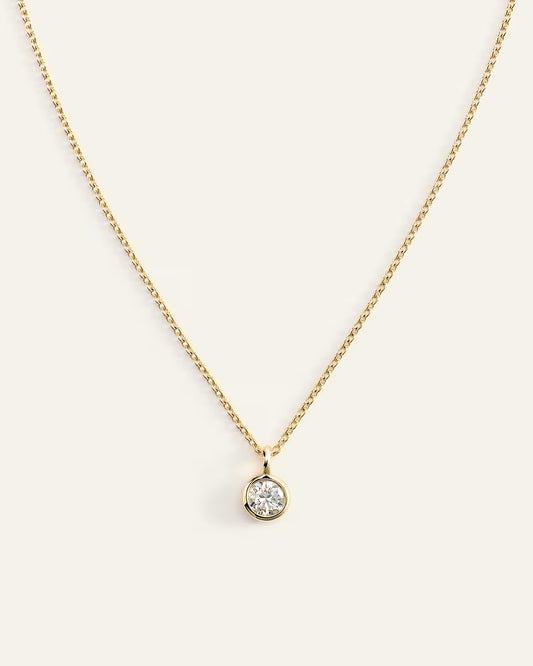 14K Gold Birthstone Solitaire Bezel Pendant - US 8904