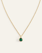 14K Gold Birthstone Solitaire Bezel Pendant - US 1682