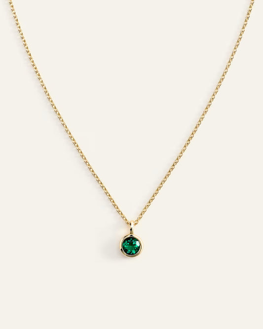 14K Gold Birthstone Solitaire Bezel Pendant - US 1682