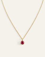 14K Gold Birthstone Solitaire Bezel Pendant - US 8362