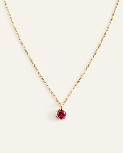 14K Gold Birthstone Solitaire Bezel Pendant - US 8362