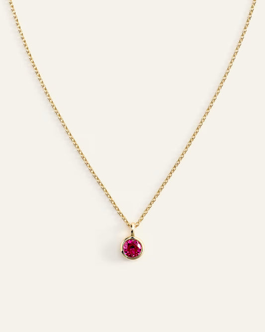 14K Gold Birthstone Solitaire Bezel Pendant - US 8362