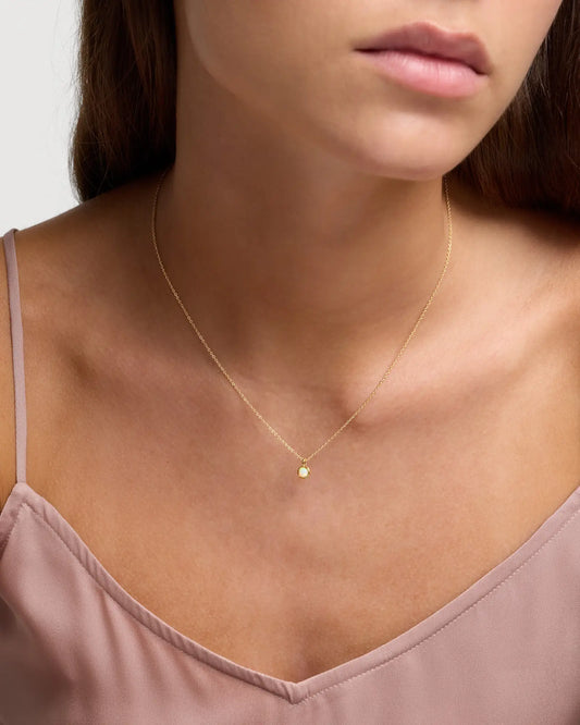 14K Gold Birthstone Solitaire Bezel Pendant - US 9769
