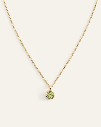 14K Gold Birthstone Solitaire Bezel Pendant - US 8203