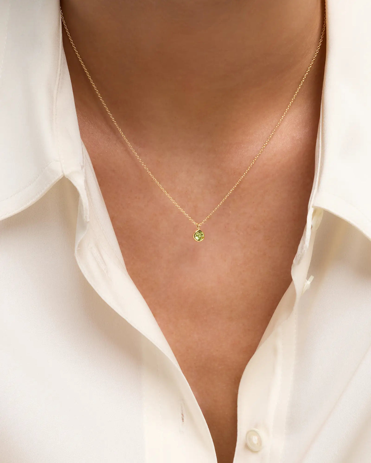 14K Gold Birthstone Solitaire Bezel Pendant - US 8203