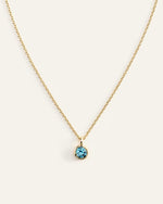 14K Gold Birthstone Solitaire Bezel Pendant - US 9730