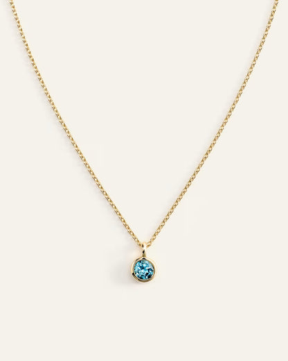 14K Gold Birthstone Solitaire Bezel Pendant - US 9730