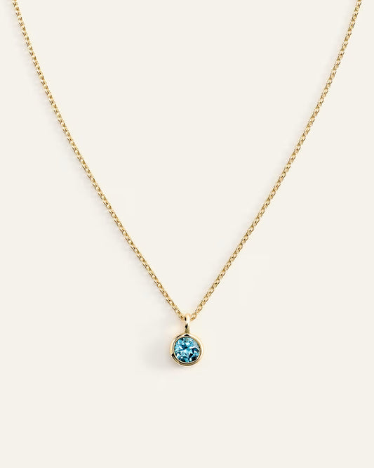 14K Gold Birthstone Solitaire Bezel Pendant - US 9730