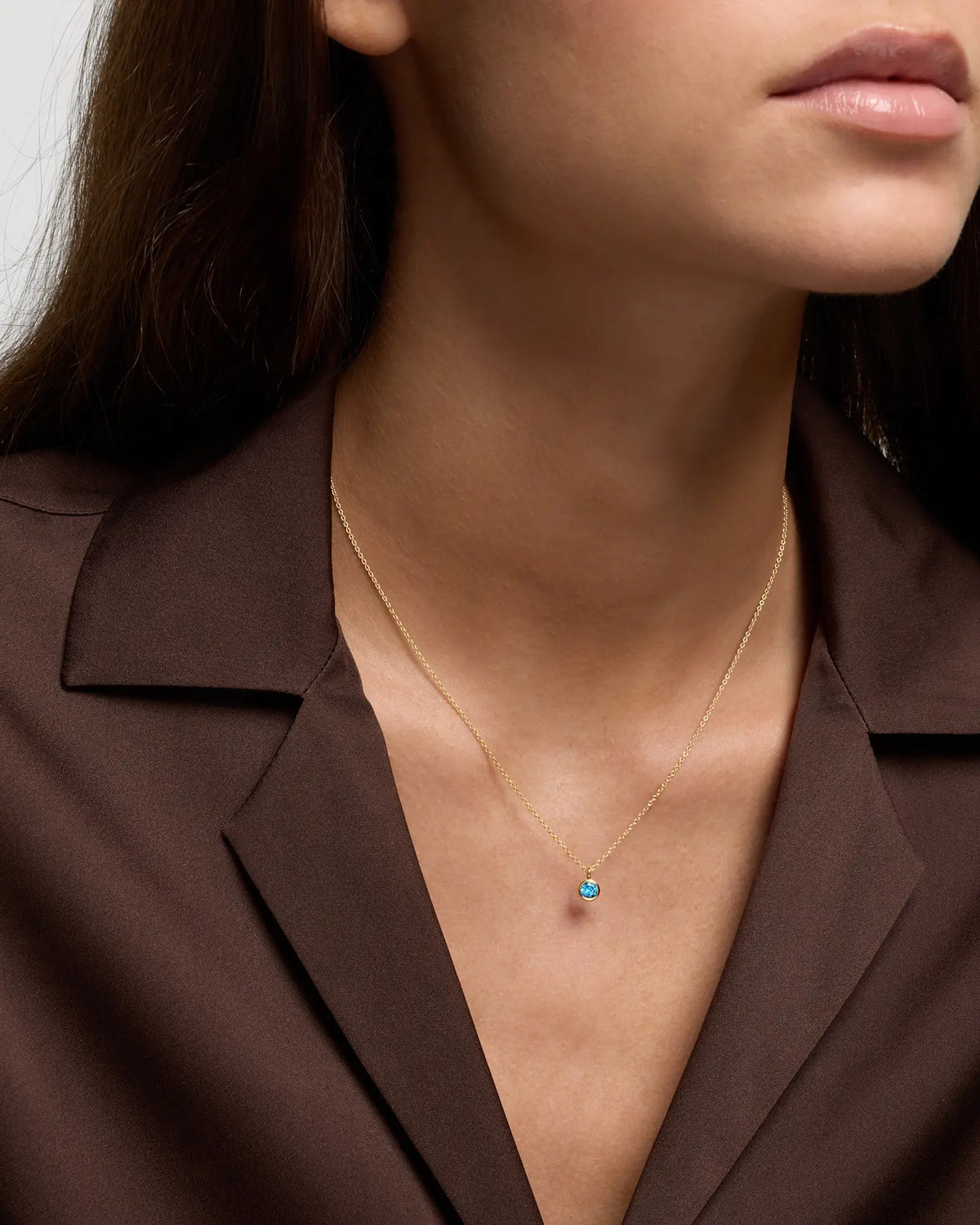 14K Gold Birthstone Solitaire Bezel Pendant - US 9730