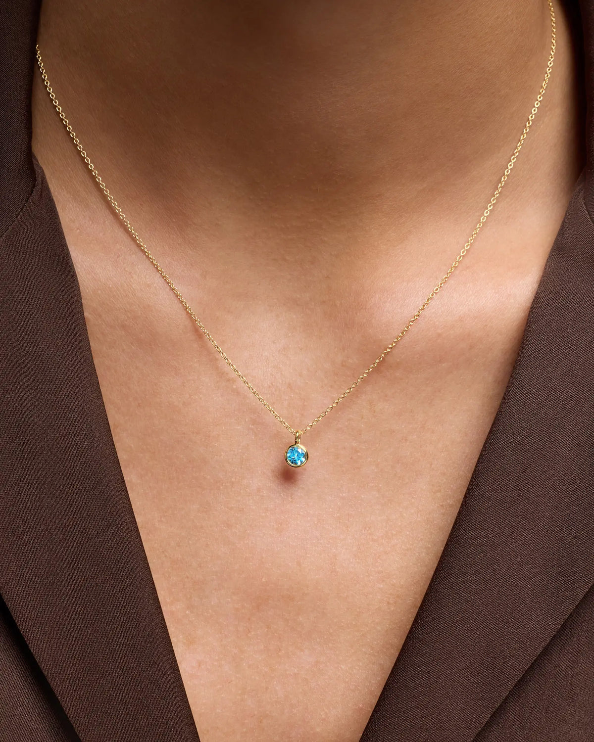 14K Gold Birthstone Solitaire Bezel Pendant - US 9730