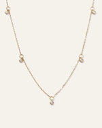 14K Gold Diamond Dangle Bezel Station Necklace - US 4664