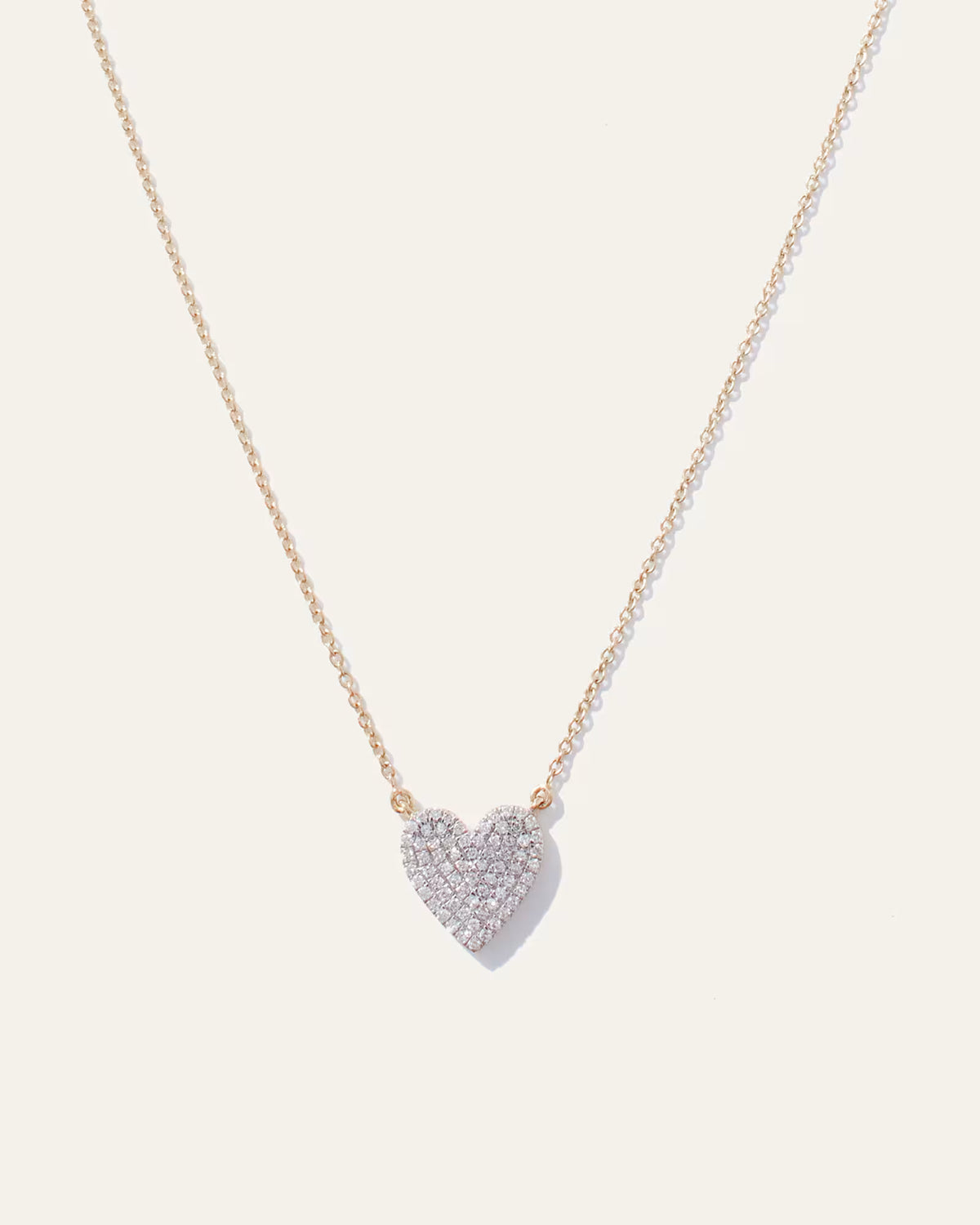 14K Gold Pave Diamond Heart Necklace - US 7506