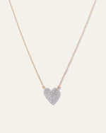 14K Gold Pave Diamond Heart Necklace - US 7506